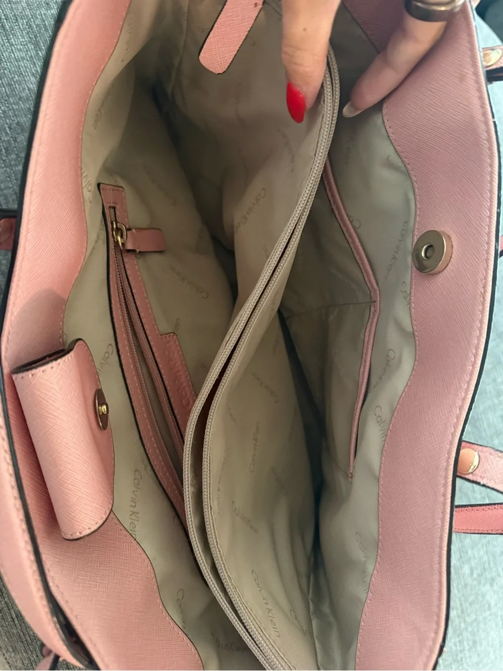 Calvin Klein Blush Pink Tote Bag with Gold Logo
